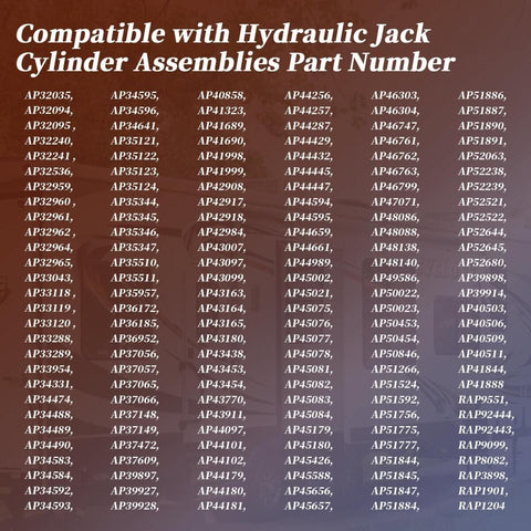 Compatible hydraulic jack cylinder assemblies part numbers list for RV jacks