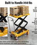 Beast Mode 350 lb Hydraulic Lift Table Cart with Double Scissor Lift showcasing stability, reinforced steel, and heavy-duty capacity.