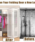 Before and after using 2 Pack Bifold Door Hardware Repair Kit for folding doors in closet with clothing and accessories