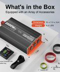 2000 Watt Pure Sine Wave Inverter 12V To 120V With Built In UL Listed Fuse, 3 AC Outlets And USB, heavy duty cables