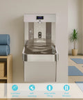 Wall Mounted Water Fountain With Bottle Filling Station in gym, dual filtration, sensor dispensing, digital bottle counter display