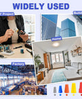 Collage showing uses of Blue 1000 Pack Wire Connector Nuts 22 To 14 AWG for DIY projects, buildings, factories, and homes.