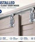 4 Piece Panel Wardrobe Door Rollers 7/8 Inch Replacement Hardware For Older Style Sliding Closet Doors installed on closet door.
