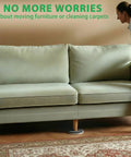 Eight Pack Extra Large Furniture Sliders For Carpet And Hardwood Floors Heavy Duty Reusable Gliders under a couch in use.