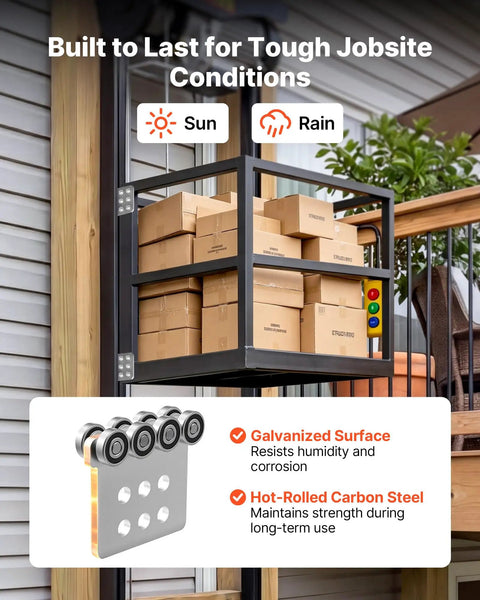 Galvanized 8 Wheel Trolley Rollers Assembly Bundle, 4 Pack, 3000 Lb Capacity in warehouse lift setting.