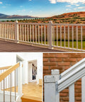 Heavy Duty Galvanized Fence Bracket Kit 20 Pack For 2x4 Wood Rails And Posts Includes 140 Stainless Steel Screws Deck Railing Connectors For Pickets Fences Porches DIY Friendly installed on a porch and stair railing.