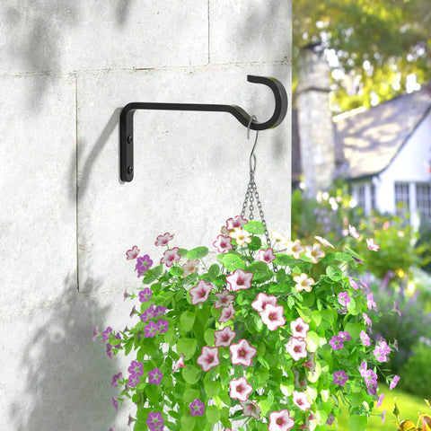 Heavy Duty Matte Black Plant Hooks For Wall Indoor Outdoor Solid Iron Hangers Holds 40 Lb Rust Resistant Decorative Brackets Two Pack Dang Strong And Built Like A Tank
