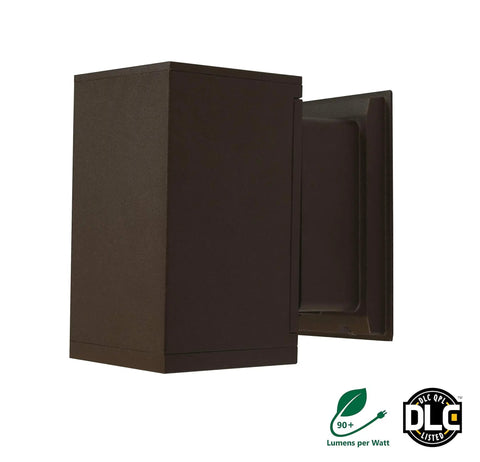 Square LED Outdoor Wall Mount Up and Down Light 33W 5000K Bronze DLC Listed 3,489 Lumens UL Wet Location UV Stabilized
