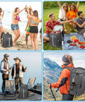Insulated Cooler Backpack With Leakproof Double Deck Design For Work Lunches Keeps Your Grub Hot Or Cold For Up To 20 Hours Reflective Stripes Grey Great For On The Go Meals And Cold Packs surrounded by people at beach, picnic, fishing, hiking