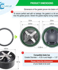 Dimensions of gasket seal ring replacement for blenders 900 series 600W and 900W, dual lip design, gray silicone rubber, 4.05 inch OD.