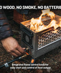 Elite Portable Propane Fire Pit Kit Delivers 55K BTU Of Heat Lightweight CSA Compliant For Backyard Camp Beach And Tailgate Use With Easy Grab And Go Setup, showing integrated flame control knob in use