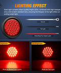 Badass 4 Inch Round LED Trailer Tail Lights Set of 4 lighting effect demonstration with high brightness red LEDs.