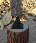 Efficient Manual Mid-Size Firewood Splitter for Home Garden Camping and Fireplace Use, wing design log wedge on wood block