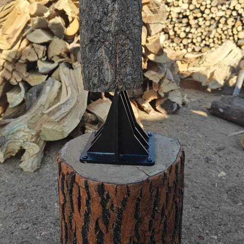 Efficient Manual Mid-Size Firewood Splitter for Home Garden Camping and Fireplace Use, wing design log wedge on wood block