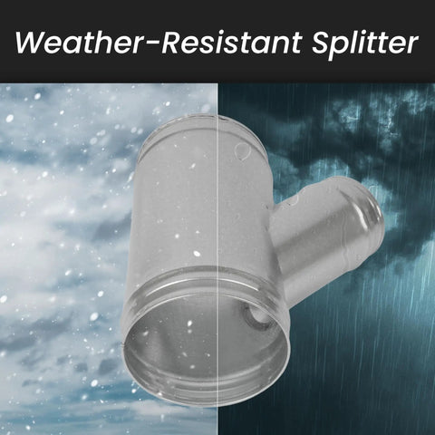 Beefy 4 Inch Duct Splitter With 45 Degree Branch, 4x4x4 Spiral Wye Connector shown in weather conditions