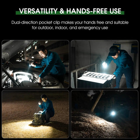 Rechargeable 1200 Lumen EDC Flashlight With Clip AA Pocket Light for camping home emergencies in hands-free use outdoors