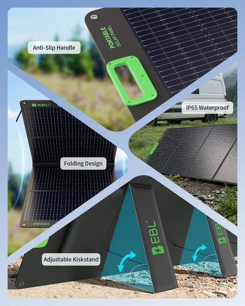 200W Portable Solar Panel For Power Stations IP65 Waterproof Foldable Solar Panel With MC4 Anderson Output in outdoor setup