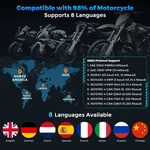 Dope Motorcycle Diagnostic Scanner V880 Moto OBD2 Tool With Voltage Test Quick Fault Code Reader multi-language support map