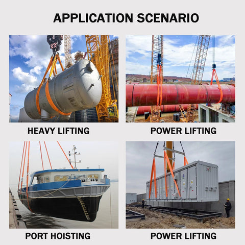 Application of Heavy Duty Polyester Endless Round Sling For Hoists And Lifting in heavy lifting, power lifting, and port hoisting.