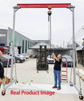 Heavy Duty 10.5 Foot Adjustable Gantry Crane With 4000 Lb Capacity, Height Range 9.85 To 13.9 Feet, Portable Garage Hoist And Rigging Kit