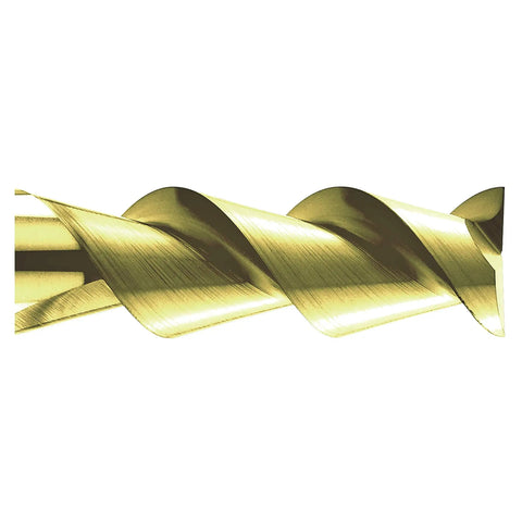Close-up of Carbide Square Nose End Mill Set With ZrN Coating 2 Flute One Quarter Inch Cutters showing spiral detail.