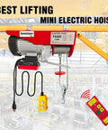 Electric hoist 1760lb winch in red/gray with wireless remote and wired control, overhead crane setup