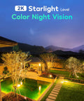 Backyard view at night illuminated by Outdoor Security Camera 2K HD with Color Night Vision and Spotlight.