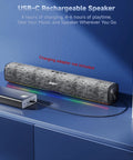 Bluetooth Computer Speakers With Dynamic LED Light For Desktop And Laptop Monitors, Rechargeable Battery on desk