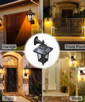 Outdoor Solar Wall Lights Dusk To Dawn With Motion Sensor, Four Solar Panels, Waterproof Wall Sconce Lantern for porch, garage, patio