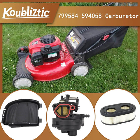 Carburetor Kit Replacement For Troy Bilt 163cc Engines 12 Piece Set with air filter and mower compatibility shown