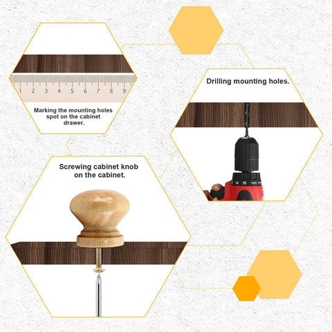 Installation process of Eight Pcs Natural Wood Dresser Knobs Round Mushroom Cabinet Knobs For Drawers And Cupboards One Inch Diameter
