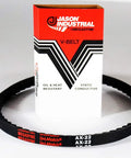 Cogged Raw Edge V Belt AX22 24 Inch Outside Length One Half Inch Top Width Eleven Thirty Second Inch Thick with packaging