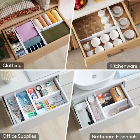 Four Inch Adjustable Drawer Dividers Expandable Closet Organizer for Clothes Keep Shelves Clean and Slick Quick Setup Home Organization That Is an Absolute Game Changer