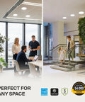 8 Inch Canless LED Downlight Kit With Power Adjustable 12W 20W 30W Dimmable Recessed Ceiling Light Fixture office and staircase view