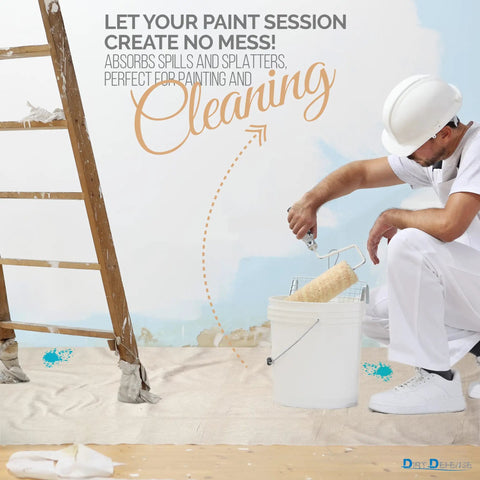 Painter using Heavy Duty Canvas Drop Cloth Four By Six Tarp For Art Projects And Painting, Built From Eight Ounce Duck Fabric