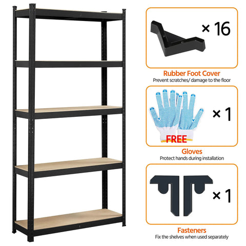Rock Solid Heavy Duty Steel Storage Rack Two Pack Adjustable Five Tier Shelving Legit Garage Organizer Durable Construction For Basement Warehouse Shed Black Frame Scratch Resistant And No Sweat Setup