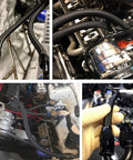 12AN 10Ft Universal Braided Stainless Steel Fuel Line Kit With Nylon CPE Hose And 6 Rotary Swivel Ends, installed in engine