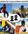 Three Hole Knit Ski Mask Balaclava for Winter Warmth, Full Face Cover with Heart Design used in outdoor activities like skiing and fishing.