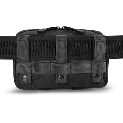 Rear view of Tactical Molle Admin Pouch With Laser Cut PALS Panel Horizontal EDC Tool Bag showing MOLLE straps and snap buttons.