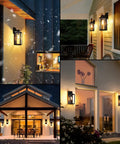 All Weather Outdoor Wall Mount Light Fixture With Glass Shade, Waterproof Exterior Lantern In Matte Black Finish at different homes