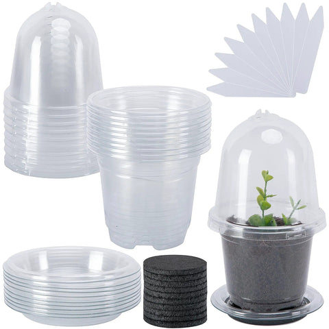 10 Pack Self Watering Seed Starter Pots With Humidity Dome, 6.5 By 3.5 Inch Auto Watering Plant Nursery Pots with accessories