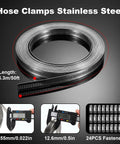 Heavy Duty Stainless Steel Hose Clamp Kit Featuring A Roll Of 50 Ft Cut To Any Length Metal Strapping With 24 Fasteners For Fuel Lines Auto Tubes And Plumbing Jobs That Need Real American Tough Durability, 12.6mm strap