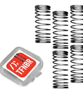 Five stainless steel compression springs, 0.5mm wire, 5mm OD, 25mm length, with small storage case (Amazon)