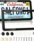 Built Tough Black Matte License Plate Frame Set With Rust Proof Aluminum Alloy Construction Gloss Finish Front Tag Cover With Screws Two Pack