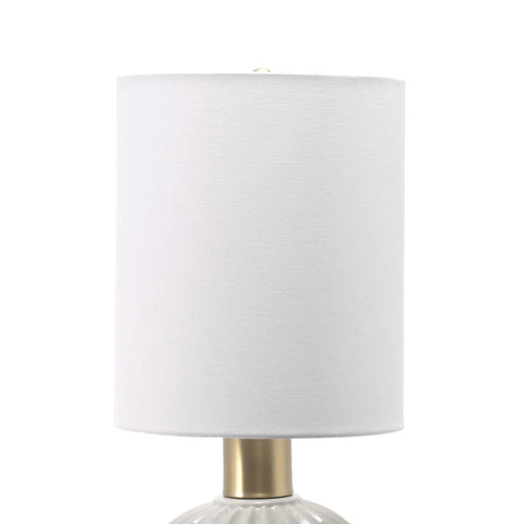 Gray Ceramic Table Lamp With Fabric Shade For End Tables And Living Rooms 25 Inch Tall On Off Switch Modern Nightstand Light