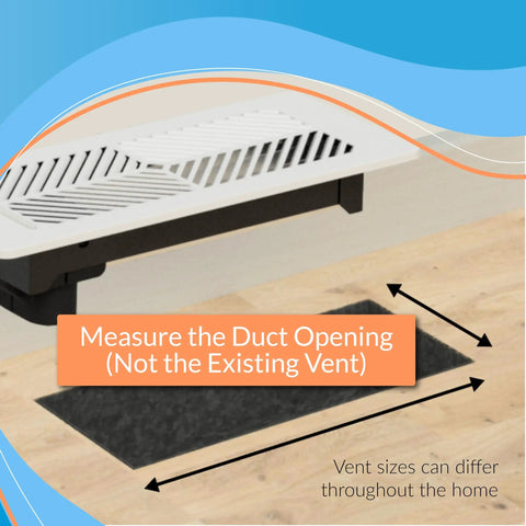 Smart Vent 4x10 White For Floors, Walls, And Ceilings Auto Open And Close Vent Cover with duct measuring guide