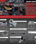 Heavy Duty Front Rack And Pinion Steering Drop In Swap For Polaris RZR 170 2009 To 2020 Chromoly Output Shaft Aluminum Housing alloy gears in product infographic.