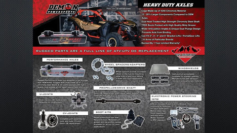 Heavy Duty Front Rack And Pinion Steering Drop In Swap For Polaris RZR 170 2009 To 2020 Chromoly Output Shaft Aluminum Housing alloy gears in product infographic.