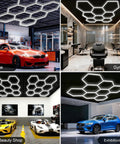 Hexagon Garage Light With Ultra Bright 38880 Lumen Output, 6500K Daylight White, 8 Grid Anti Glare LED Fixture For Garage
