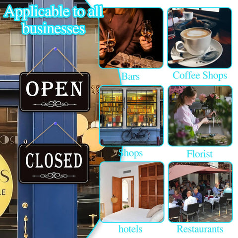 Open Closed Sign For Biz 12x6.7 Inches Waterproof Double Sided Hanging Sign That Says Come In Or Closed With Hours Flip For Stores Restaurants Bars Shops Doors And Windows Easy Install